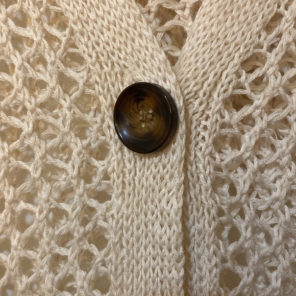 POL Cream open weave lace knit button up cardigan hoodie sweater size Medium - Picture 2 of 7